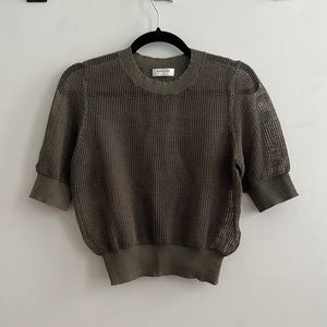 NWOT Babaton Aritzia Olive Green Mesh Sweater, Size Medium